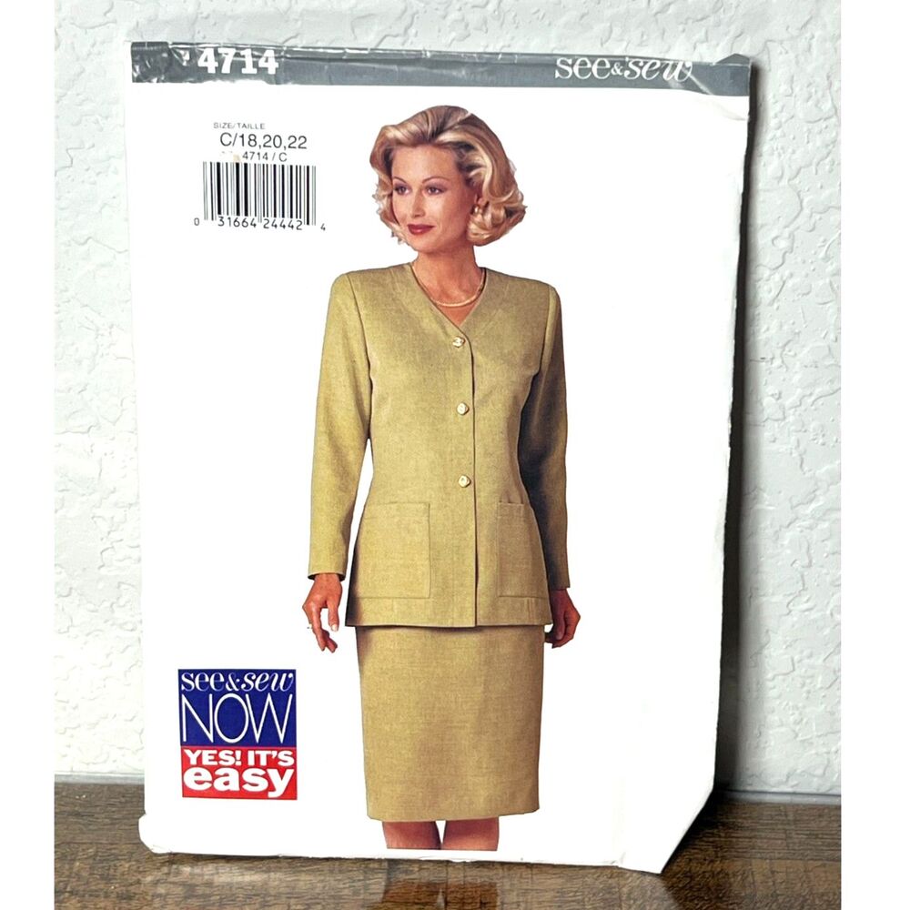 SEE & SEW Sewing Pattern Womens Work Suit Outfit Skirt Jacket Size 18/20/22 4714
